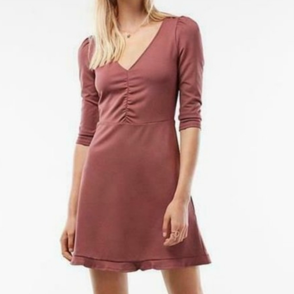 Express Ruffle Hem Fit and Flare Dress